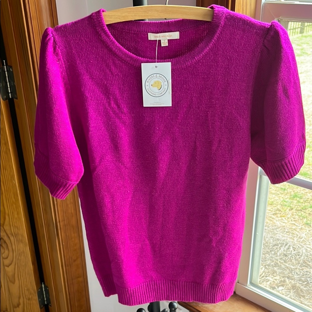 Skies are Blue Vibrant Fuchsia Knit Top